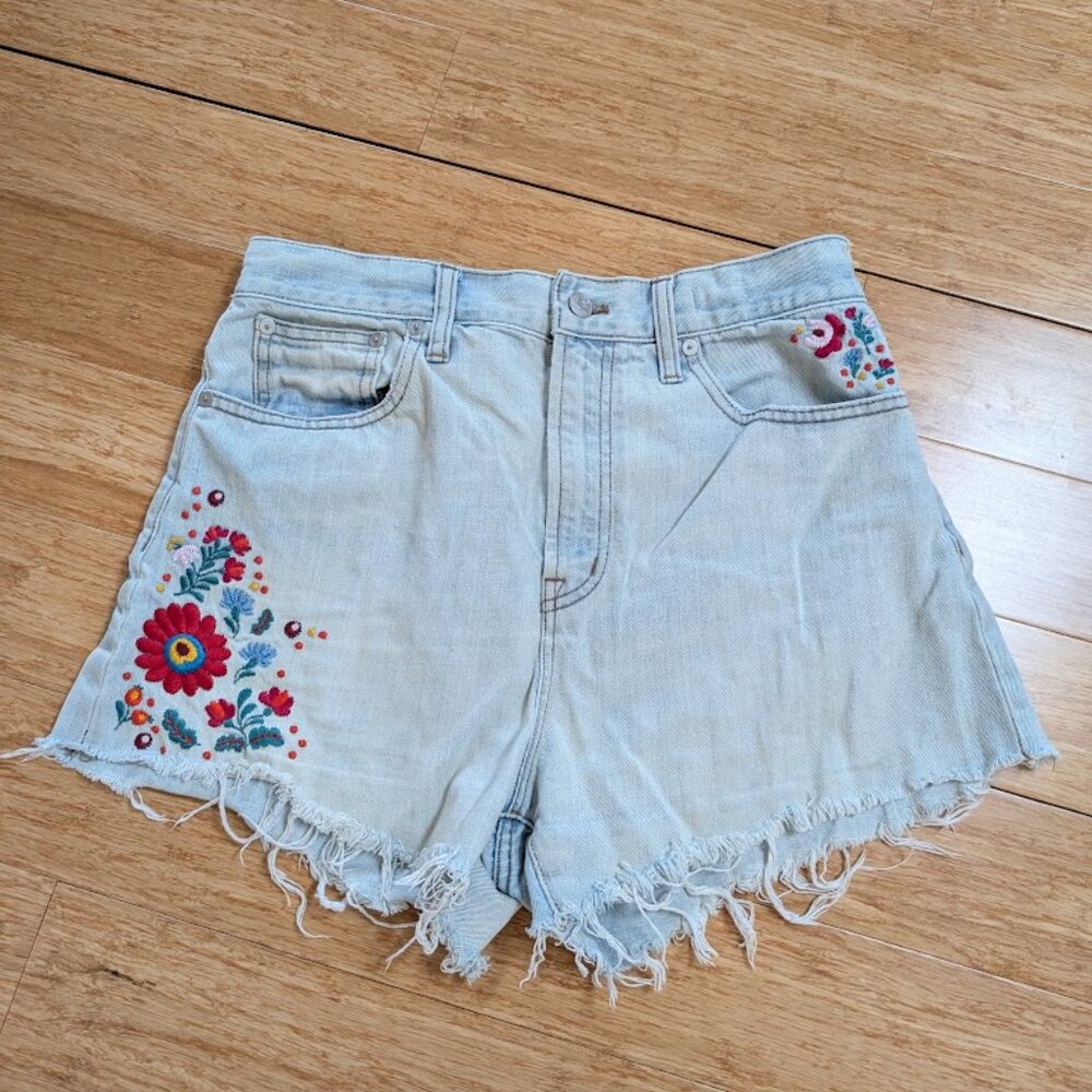 Madewell Embroidered Perfect Jean Short, Sz 28